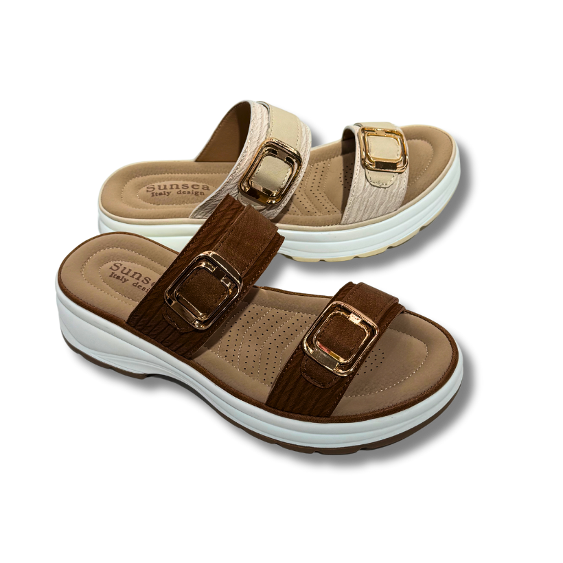 Sandalia beige y camel sunsea shoes