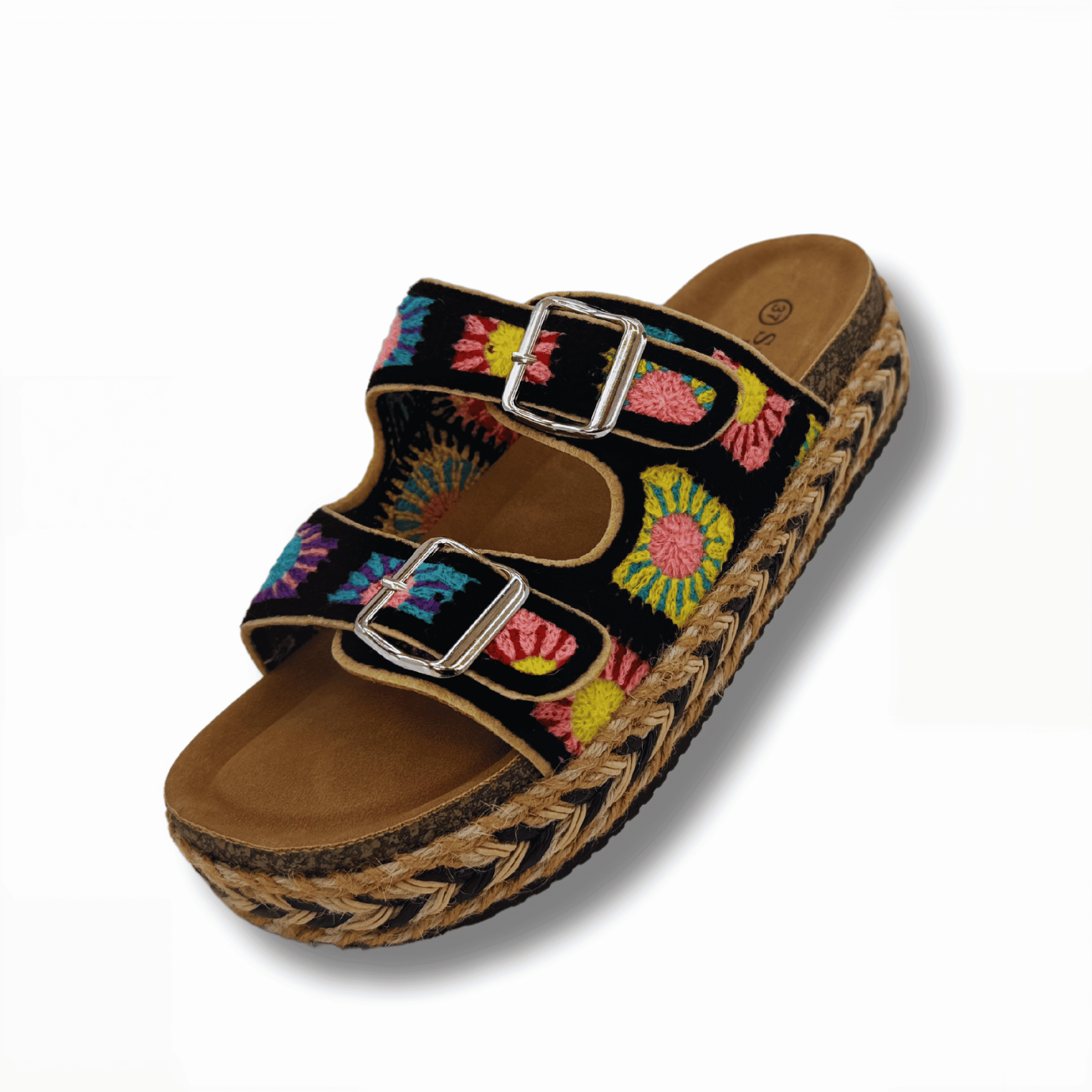 Sandalias Bio Con Dos Hebillas Regulables Y Suela De Esparto Bicolor