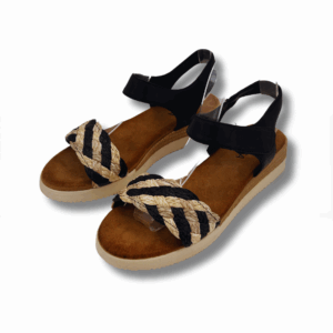 Sandalias De Cuña Con Cinta Frontal  Forrada En Yute.