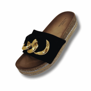 Sandalias Elegantes Para Mujer Con Cadena De Aros Dorados