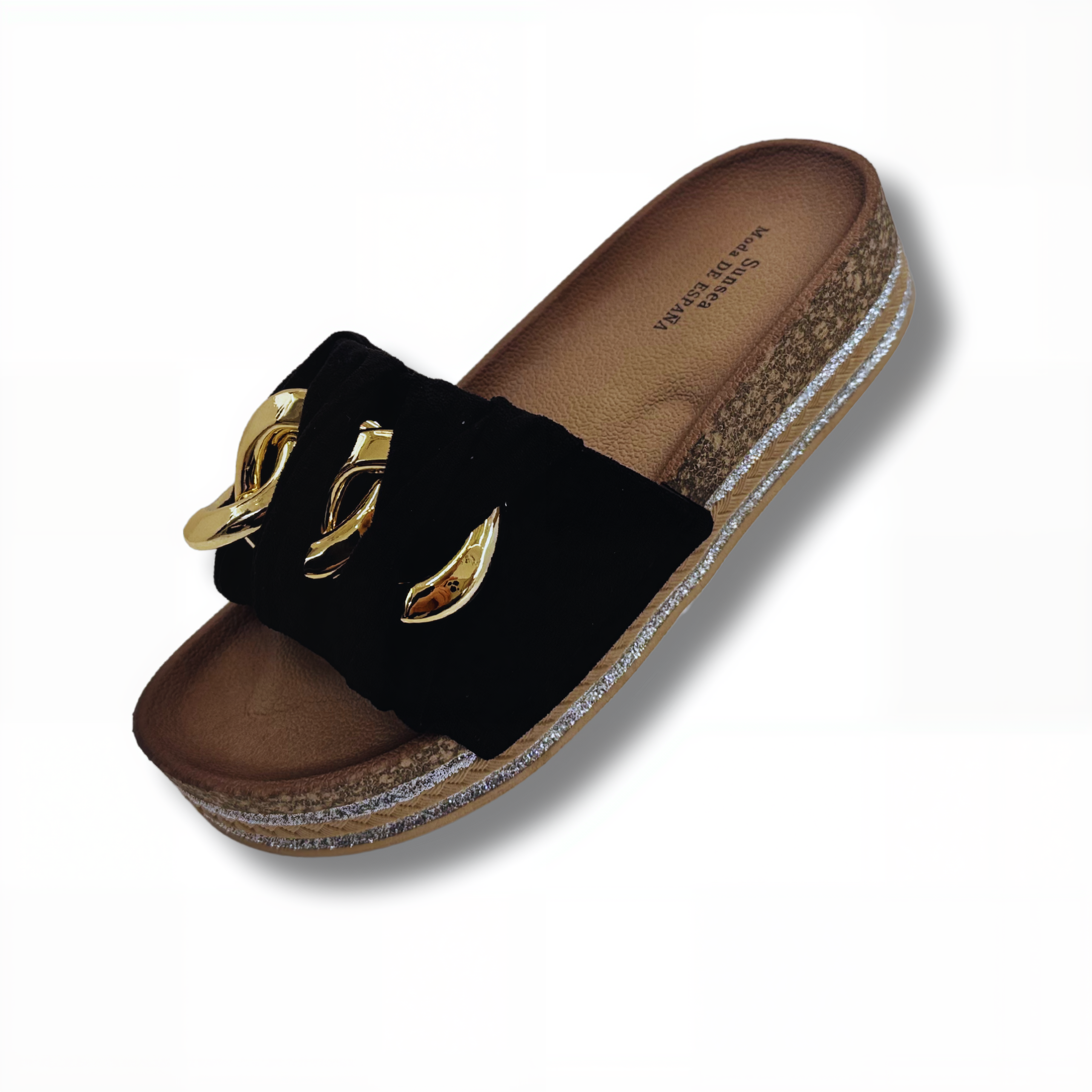 Sandalias Elegantes de mujer con decoración de cadena de aros