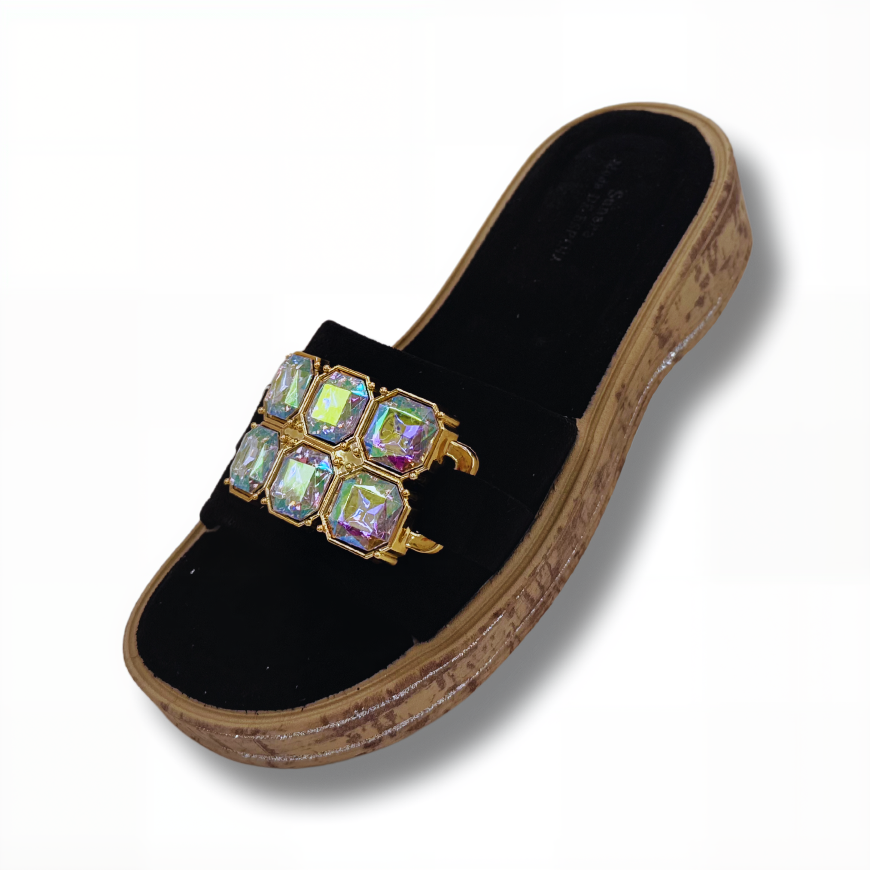 Sandalias Planas Con Decoracion De Diamantes