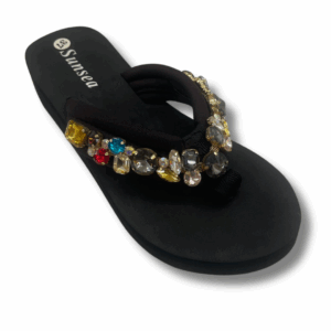 Chanclas y Sandalias de Dedo con Cuña para Mujer – Verano Elegantes con Piedrecitas